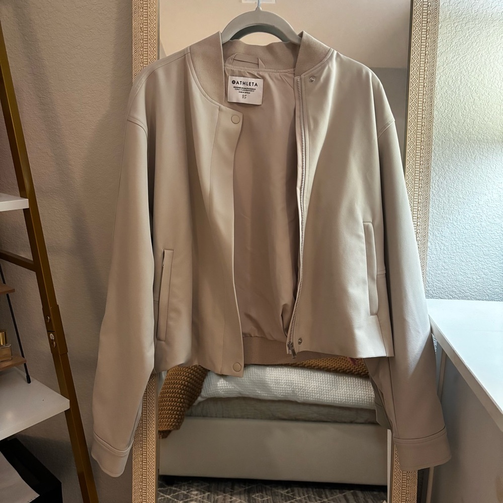 Athleta Endless Bomber Jacket in Khaki